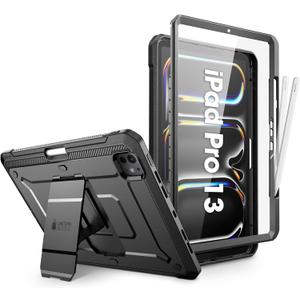 SUPCASE for iPad Pro 13 Inch Case M4 2024 7th Generation with Pencil Holder (Unicorn Beetle Pro), [Built-in Screen Protector & Stand] Full-Body Rugged Cover for iPad Pro 13 Inch M4 2024 7th Gen, Black (iPad Pro 13", Black)