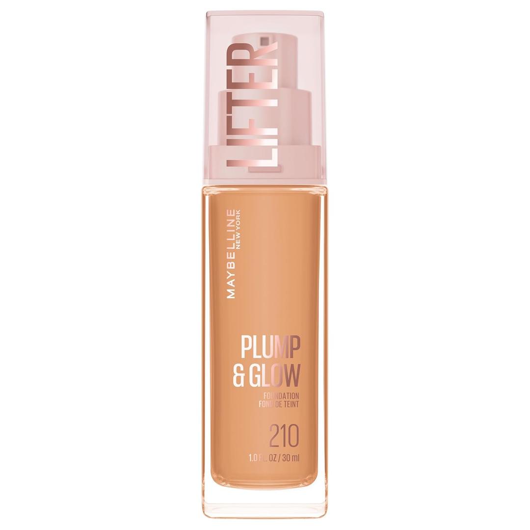 Maybelline Lifter Plump & Glow Foundation, Liquid Foundation with 2% Niacinamide + Hyaluronic Acid, Plumping and Brightening Face Makeup, 210, 1 Count