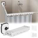 Adjustable Curved Shower Rods for Bathroom, Corner Curtain Rod No Drill, Space Saver, Suitable for RV, Clothing Store Fitting Room (White,4-Foldable,54In, Suction Cup Style) (54 INx10 IN)