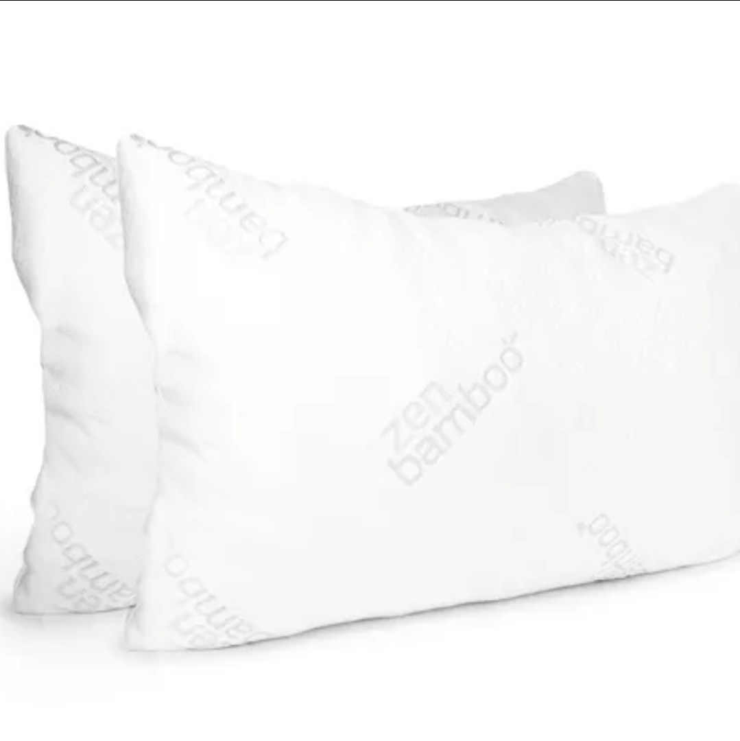 Zen Bamboo Breathable Bed Pillows for Sleeping, 2-Pack King