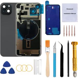 Rear Back Glass Replacement for iPhone 15 Plus 6.7-inches with Reparing Tool Kit and All Necessary Parts (Black)