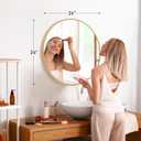 NEWBULIG Round Bathroom Mirror for Over Sink, 24 Inch Wall Mount Vanity Circle Mirror with Matte Metal Framed, Decor for Bathroom, Entryway, Bedroom, Gold