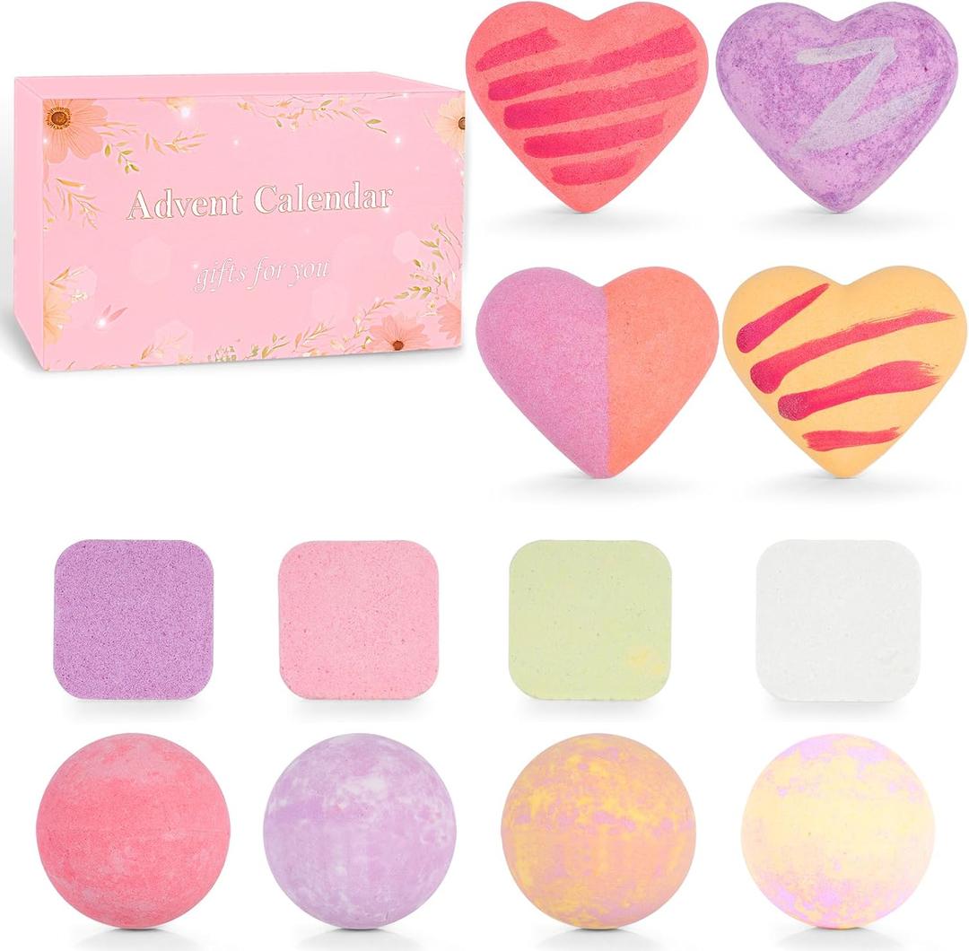 2025 Advent Calendar for Women, 12 Pcs Bath Salts & Shower Steamers Aromatherapy Gift Set, Christmas Countdown Box with Soothing Scents for Relaxation & Stress Relief (12 Pcs)