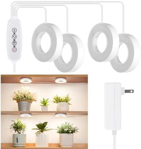 LORDEM Ceiling Grow Light for Indoor Plants, 192 LEDs Full Spectrum LED Plant Light, Plant Lamp with 3/6/12H Auto Switch, 2 Brightness Levels, Individual Bulb Control, Quad Head, Corded