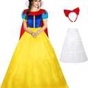 Ainiel Classic Deluxe Lolita Costume Fairytale Dress Role Cosplay for Adults Princess Costume with Petticoat (Medium, Yellow)