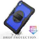 SEYMAC stock Case for iPad (A16) 11th/10th Generation 11''/10.9'' 2025/2022, Full-Body Drop Protection Case with Screen Protector &360 Rotate Hand Strap/Stand, Blue+Black