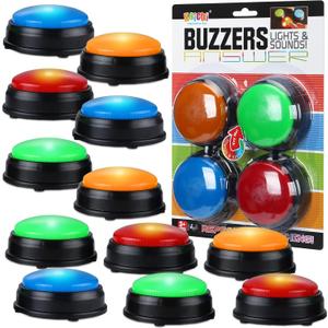 Deekin 16 Pcs Game Buzzers Bulk Assorted Colored Answer Button with Sound and Light Family Feud Buzzer for Classroom Teacher Supplies Team Game Show and Trivia Nights