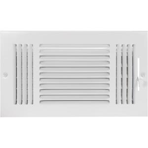 EZ-FLO 12 x 6 Inch (Duct Opening) Air Vent Cover for Wall or Ceiling, Three-Way Ventilation Register, Solid Steel HVAC Register Cover, White, 61615