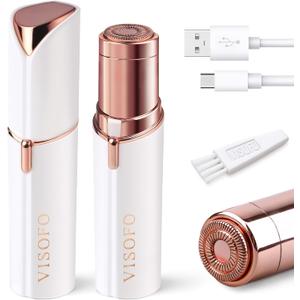 Facial Hair Removal for Women | Upper Lip Mustache Remover Device Face Shaver Woman Chin Peach Fuzz Electric Trimmer Dermaplane Female Razor Ladies Tweezers Lady Epilator Girls by VISOFO (White)