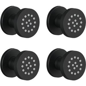 Brass Shower Body Jet Round Massage Side Sprayer Adjustable Wall Mounted, 4PCS, Matte Black