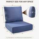 6" Thick Deep Seat Patio Cushions Set - 22x24x6 Waterproof & Fade-Resistant Outdoor Cushions with Removable Cover, Blue Replacement Cushions for Wicker Chairs, Loveseats & Sofas