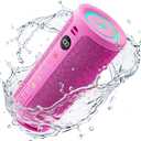BassBloom Roar 3 Portable Bluetooth Speaker,20W Powerful Sound with JIKE Bass,IPX6 Waterproof,24H Playtime,Bluetooth 5.4,RGB Lights,Wireless TWS Pairing,Outdoor for Camping and Beach (Pink)