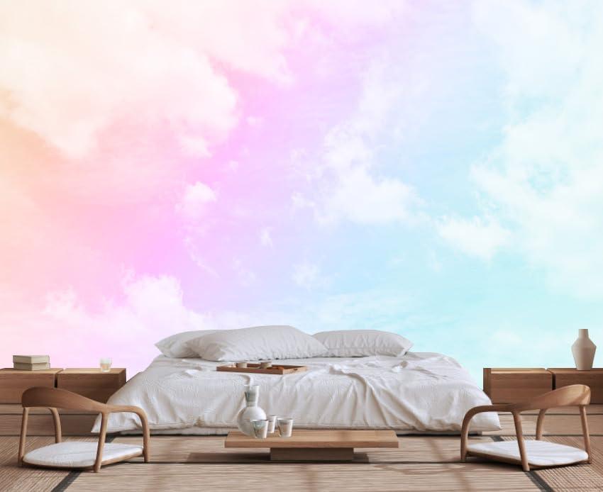 Colorful Clouds in The Sky Wall Mural, for Children's Room Background Wallpaper, TV Background Wall Stickers(Non-self-Adhesive) (170" x 108", 110)
