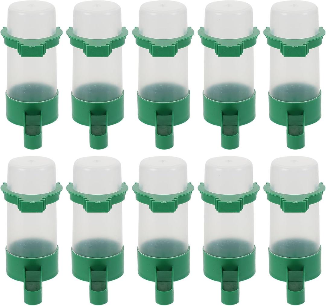 POPETPOP Automatic Bird Water Dispenser with Spill-Resistant Design 3.3-Inch Outlet Plastic Parakeet and Parrot Cage Feeder for Home and Aviary Use