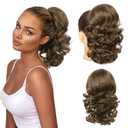 Flufymooz Ponytail Extension, 14 Inch Short Drawstring Ponytail Hair Extension for Women, Soft Synthetic Pony Tails Hairpiece for Women (Light Brown)
