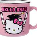 Silver Buffalo Sanrio Hello Kitty Hello Grad Graduation Glitter Ceramic Camper Mug, 20 Ounces