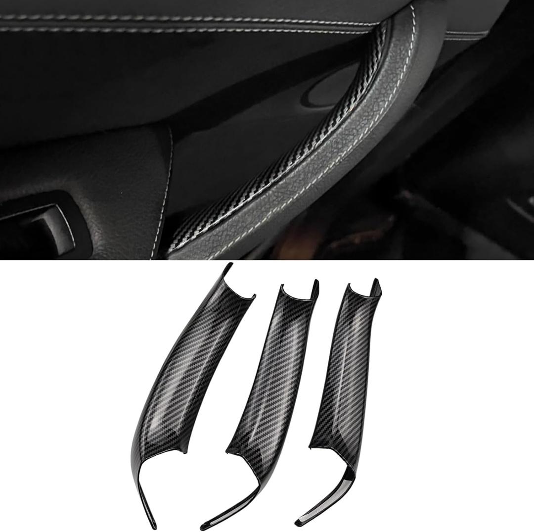3PCS Door Handles Protective Covers for BMW X3 F25 2011-2017, X4 F26 2014-2018 Left and Right Side Car Interior Door Pull Handle Decorate Covers (3PCS Door Handle Carbon Fiber)