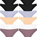FINETOO 12 Pack Cotton Underwear for Women Cute Low Rise Bikini Panties High Cut Breathable Sexy Hipster Womens Cheeky Extra Lar