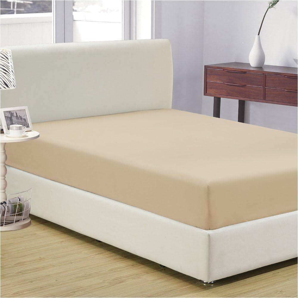 Mellanni Queen Fitted Sheet - Iconic Collection Bedding Sheets with up to 16 inch Deep Pocket - Soft & Cooling - Fade & Stain Resistant - 1 PC (Queen, Beige)