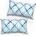 Outdoor Lumbar Pillow Covers 12x20, Rectangle Throw Pillow Covers for Patio Furniture, Decorative Lumbar Cushion Case for Garden Balcony Couch Office Chair, Pack of 2, Boho Geometry Blue