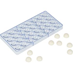 Pastry Tek 10.8 x 5.3 Inch Chocolate Shaping Mold, 1 Freezable Candy Mold - 32 Cavities, Half-Sphere, Clear Polycarbonate Chocolate Mold, Dishwashable, Easy To Release - Restaurantware