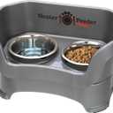 Neater Pet Brands Neater Feeder Deluxe Mess Proof Dog Bowls Elevated for Medium Dogs 19-40 lbs, Made in USA, No Spill Raised Dog Food Bowl Stand Feeding Station, Food and Water Bowl Set, Grey