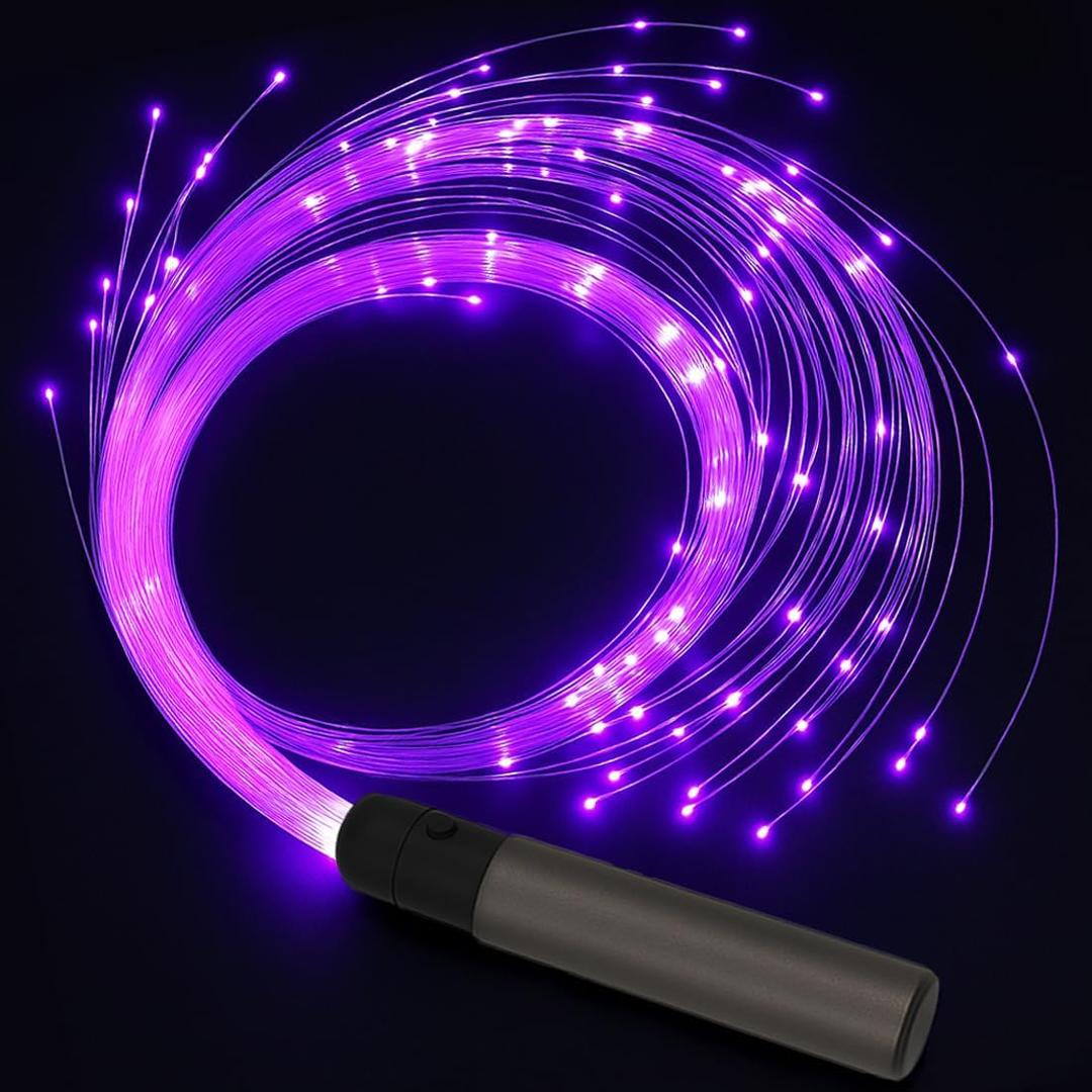 Fiber Optic Whip LED Whips: Tensso 6ft Rechargeable LED Whip Lights for Dance with 7 Colors and 5 Glow Modes, Flow Toy Rave Light Accessories for Dancing, Party, Gift