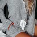 Aamikast Womens Pajama Sets Button Down Long Sleeve Sleepwear Soft 2 Piece Pjs Lounge Set (Gray, XXXL)