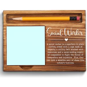 Social Worker Sticky Note Holder, Social Worker Gifts, Thank You Appreciation Quote Gifts for Social Worker Women Men Coworker Self-Stick Note Pad Holders ZSS24, 6.5 x 4.8 inches
