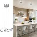 LED Chandelier Modern Pendant Light Fixture 2 Pack Simple Irregular Streamline Ring Light Nickel with 4500K and 59" Height Adjustable Hanging Lamp for Kitchen Island Hallway Foyer Corridor, 12 Inch