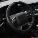 Rueesh Microfiber Leather Steering Wheel Cover Anti-Slip Matte Finish Auto Car Wheel Cover Universal 15 Inch Wheel Cover for Car Embossing Pattern Black Line