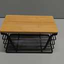 ALOCEO Small Wall Basket, Stainless Steel Adhesive Cabinet Door Organizer with Bamboo Top for Kitchen, Cabinet, Pantry, Black