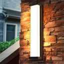 Sytmhoe 10%-100% Dimming Exterior Garage Lights,23.6in Dimmable LED Modern Patio Wall Light Fixture, Rectangle Black Aluminum+Dual PC Wall Sconce for Garage Bathroom Room Courtyard House(3000K), 24in 1Pack