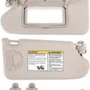Sun Visor Pair Compatible with 2013-2018 Nissan Altima (Driver & Passenger Side), Sunvisor Replacement with Clips & Manual - (Color Beige)