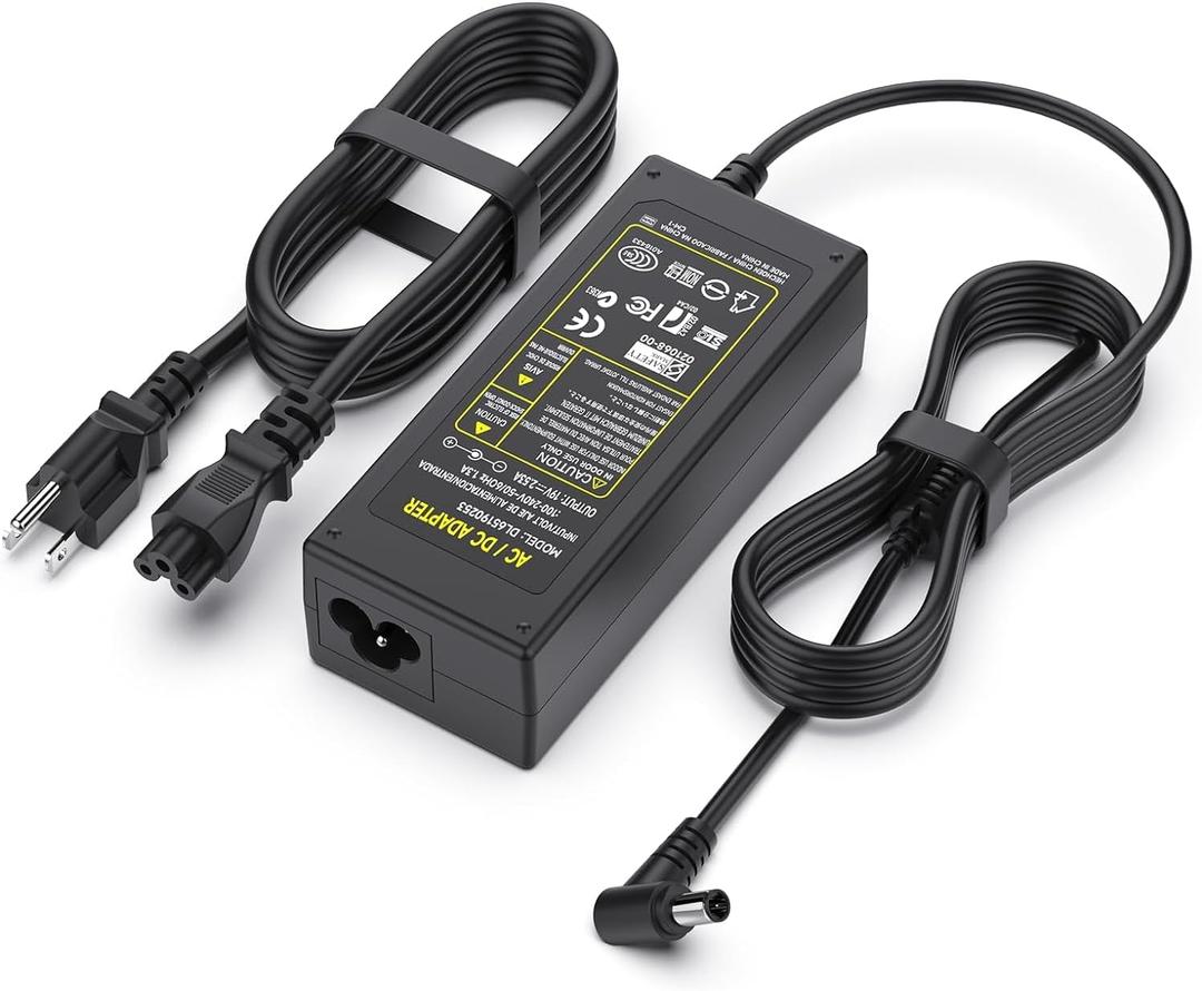 DC 19V 2.53A 48W TV Power Cord Compatible with LG Electronics 23" 24" 27" LED LCD Monitor Widescreen HDTV, Compatible with Samsung 32" J5205