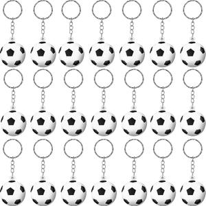 Blulu 30 Pack Soccer Keychains Rugby Stress Ball Sports Ball Keychains for Boys School Carnival Reward, Football Party Bag Gift Fillers(Soccer)