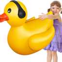 Hungdao 4 Feet Giant Inflatable Duck Pool Float Huge Funny Rubber Duck Large Blow up Inflatable Floatie for Summer Beach Swimming Pool Party Decoration (1 Pack, Earphone)