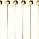 Gold 6PCS Stainless Steel Long Handle 9.45-Inch Iced Tea & Coffee Spoons