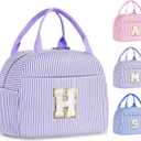 YOOLIFE Lunchbox Bag for Woman - Small Lunch Bags for Girls School, Portable Lunchbox for Work Picnic Travel | Initial Purple Insulated Lunch Bags for Women Wife Mom Daughter Women Gifts (Purple H)