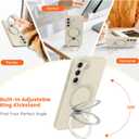 Liquid Silicone Case for Samsung Galaxy S23 with Magnetic Stand, Mil-Grade Drop Shockproof, Full Camera Protection Anti-Scratch Microfiber Lining Silicone Phone case, Beige