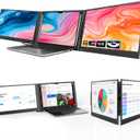 QQH Laptop Screen Extender, 15.6 Triple Portable Monitor for Laptop with Ultra-Slim FHD IPS Display, USB-C Plug and Play Extended Screen Compatible with MacOS, Windows, Android for 12-16" Laptops