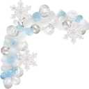 79pcs Winter Balloon Garland Arch Kit Ice Snow Crystal Blue Snowflake Foil Balloon Pearl White Pearl Grey Balloons for Christmas New Year's Day Frozen Theme Birthday Baby Shower Party Decor