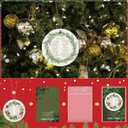 6 Set Christmas Christian Ornaments Religious Gift Bulk Bibles Verse Ornament Scripture Hanging Ceramic Inspirational Round Wreath Sign with Card for Church Family Sunday Xmas Tree (Stylish)