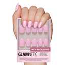 Glamnetic Press On Nails - Think Pink | Solid Opaque Light Pastel Pink Short Oval Nails, Reusable | 15 Sizes - 30 Nail Kit