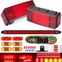 Submersible Boat Trailer Lights, LED Trailer Lights for Utility Trailer, Stop Brake White Backup Reverse License Plate Lights with Wiring Harness, Side Marker, 3rd Light Bar for Boat RV Truck