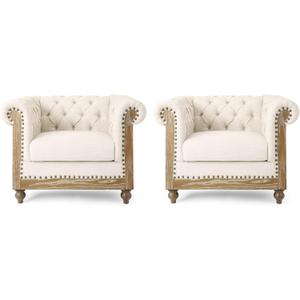Christopher Knight Home VOLL Club Chair, Beige + Dark Brown