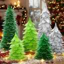 6 Pcs Christmas Feather Tree with Glitter Tips Tabletop Feather Xmas Tree Centerpieces Table Desk Christmas Decorations for Home Winter Wedding Party, 6", 8", 12"(Green, Silver)