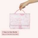 BabbleRoo Baby Changing Pad - Comfortable Portable Changing Pad, Compact, Fits in Any Diaper Bag - Lightweight and Soft with Cute Designs, Convenient Pockets, Extra Head Support  Pink Birdy