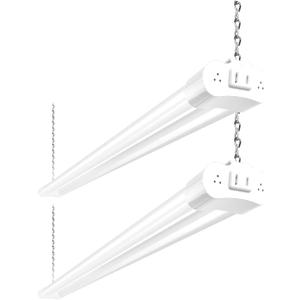 hykolity 2 Pack 4FT Linkable LED Shop Light for Garage, 6500lm, 4FT 60W Utility Light Fixture, 5000K Daylight LED Workbench Light with Plug, Hanging or Surface Mount, White - ETL