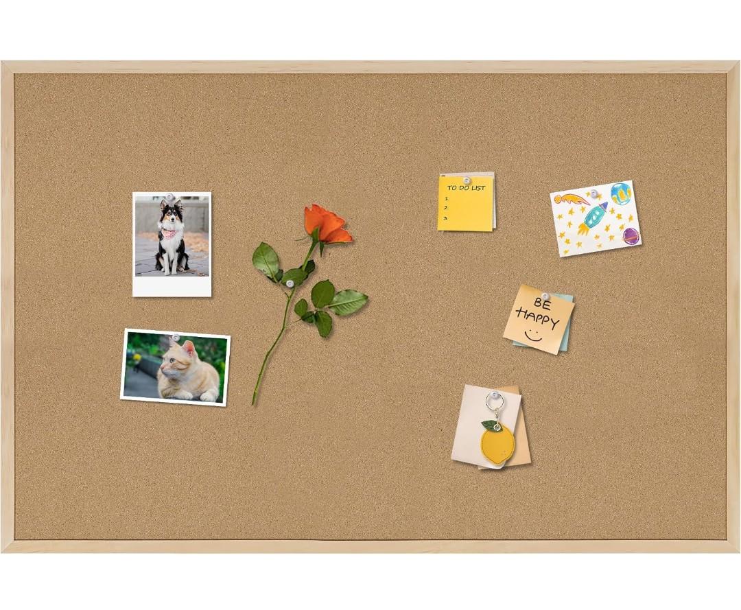 DAHAPYBOO Cork Board Bulletin Board,36x24 Cork Board for Office with Pin Oak Wood Boards,Message Board or Vision Board Decoration.
